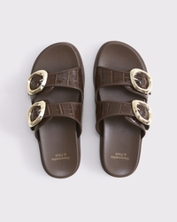 Embossed Crocodile Slide Sandals