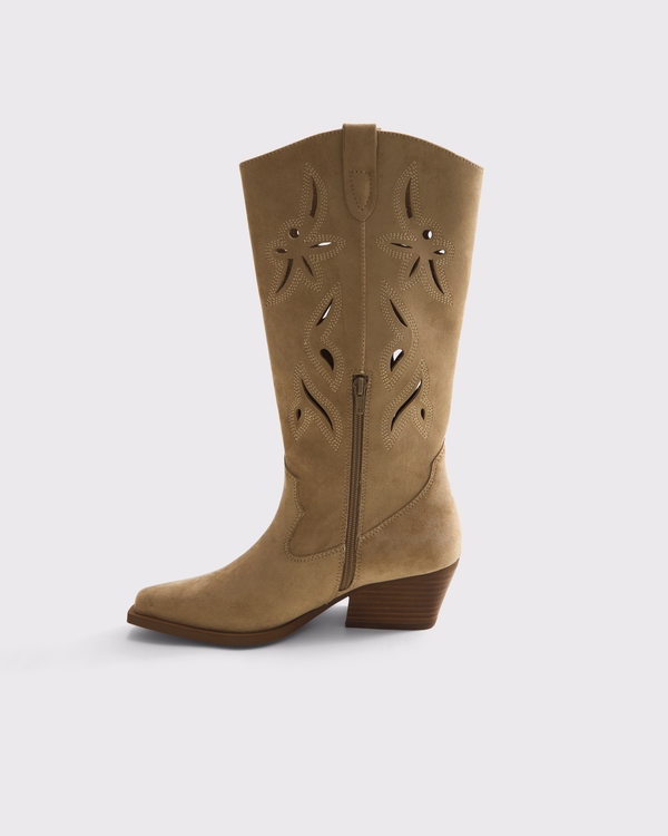 Western Cutwork Boots, Taupe view 2