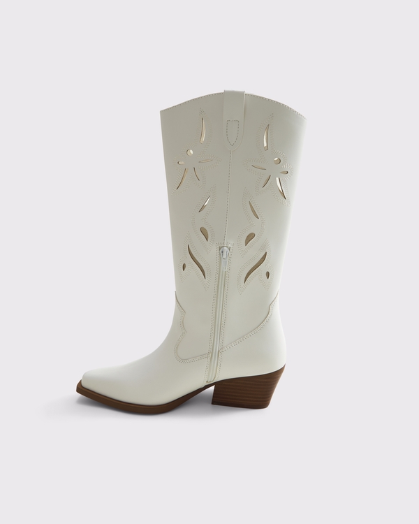 Western Cutwork Boots, White view 2