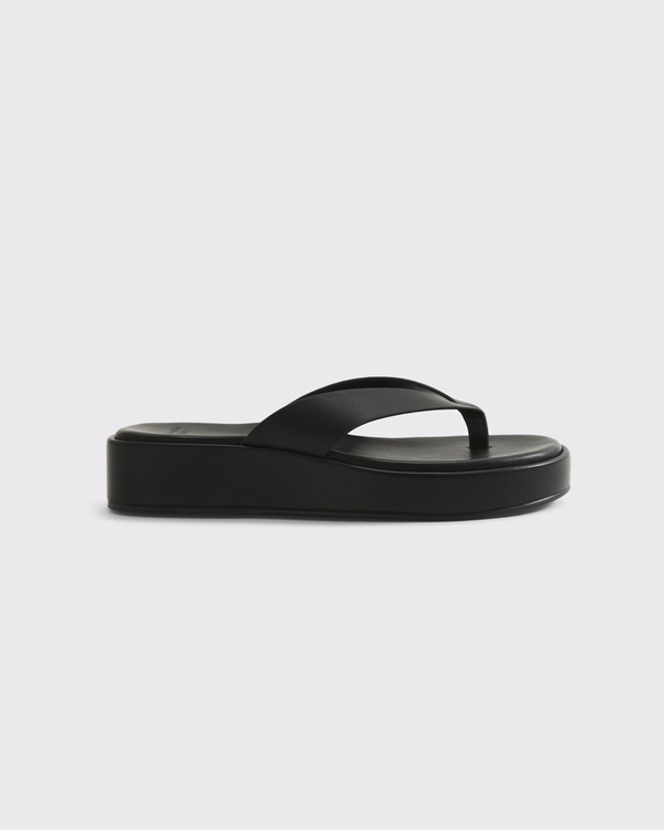 Platform Wedge Flip Flops, Black view 1