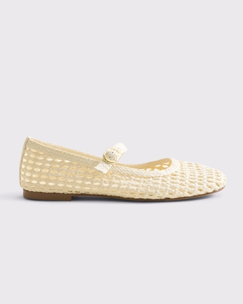 Mary Jane Round-Toe Flats