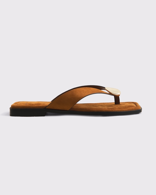 Hardware Accent Thong Sandal, Brown view 2
