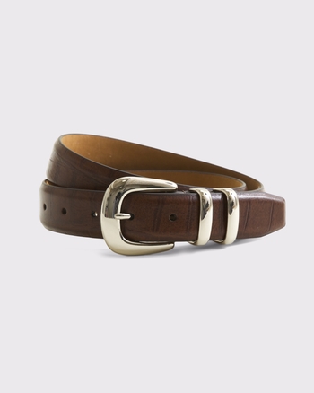 Modern Essential Embossed Crocodile Leather Belt