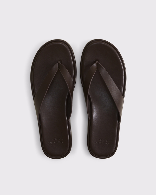 Platform Wedge Flip Flops, Dark Brown view 2