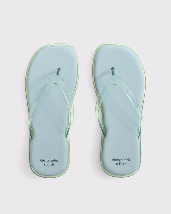 Jelly Flip-Flop Sandals, Teal view 1
