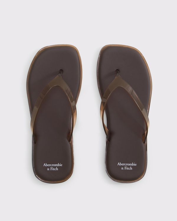 Jelly Flip-Flop Sandals, Brown view 1