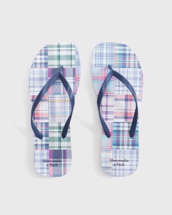 Flip-Flop Sandals, Multicolor Plaid view 1