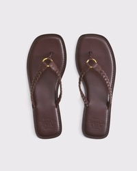 Genuine Leather Braided Flip-Flop Sandals
