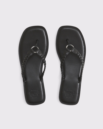 Genuine Leather Braided Flip-Flop Sandals