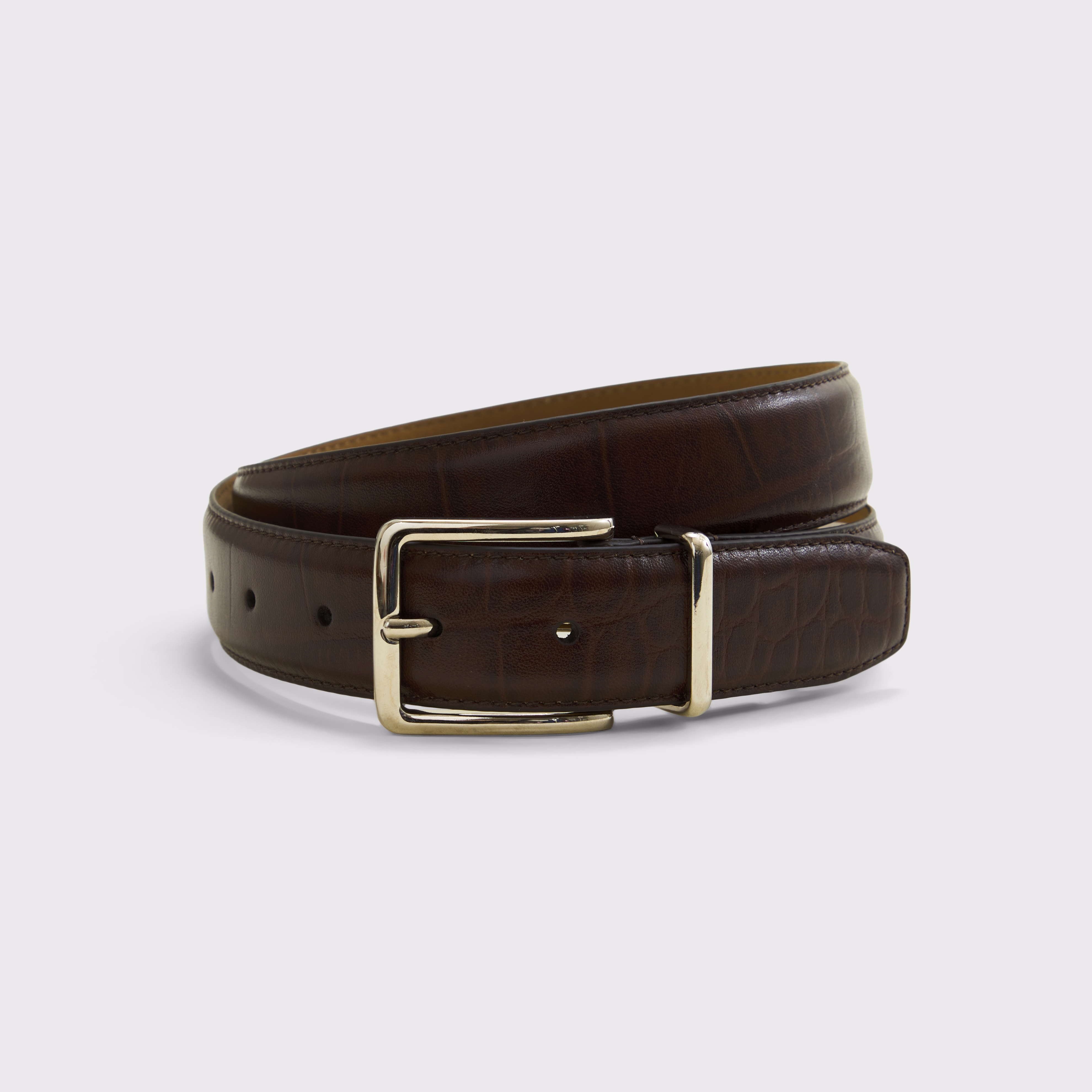 Женский ремень Abercrombie & Fitch 90s Croc-Effect Leather Belt, цвет: Коричневый — фото 1