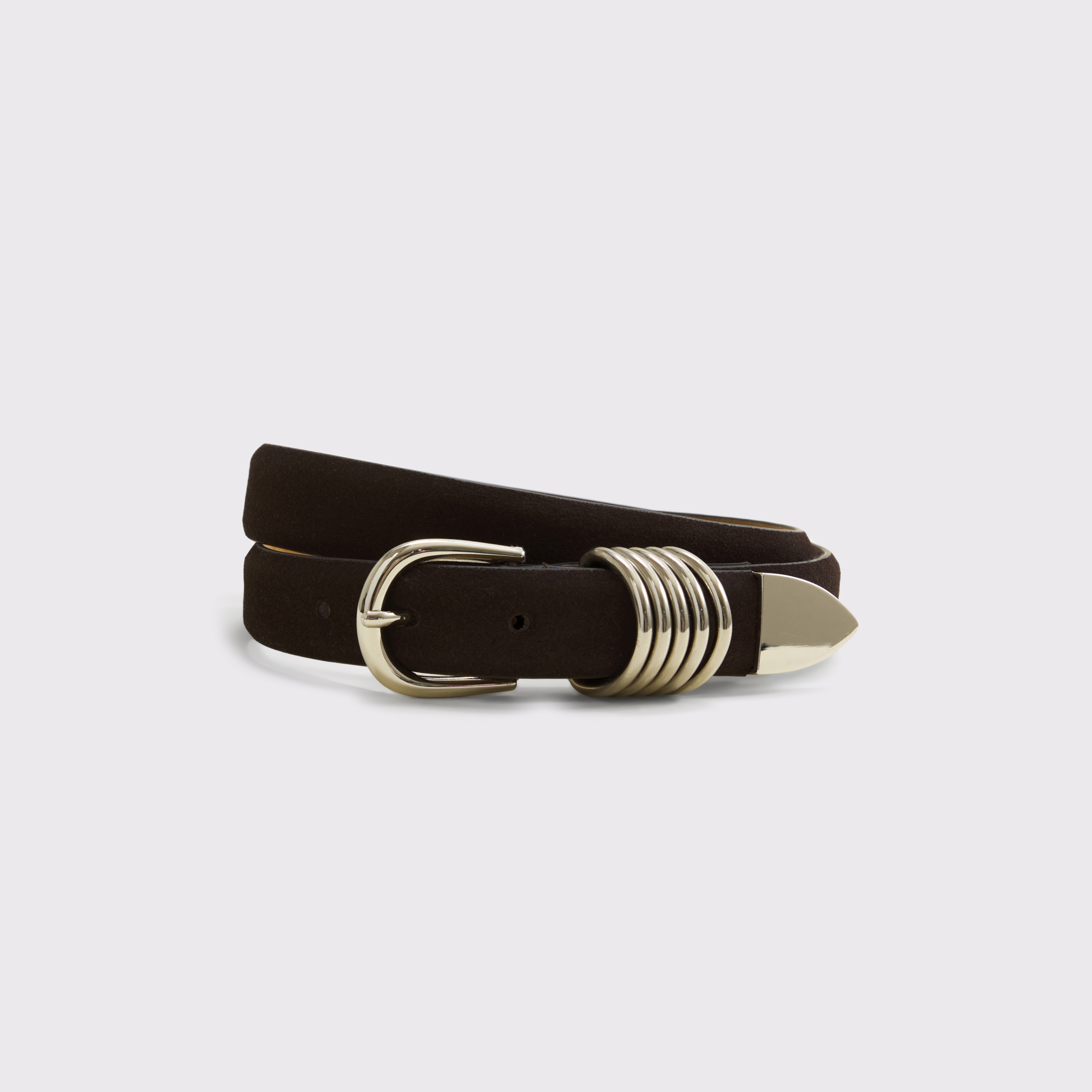Женский ремень Abercrombie & Fitch Suede Belt, цвет: Тёмный кофейный — фото 1
