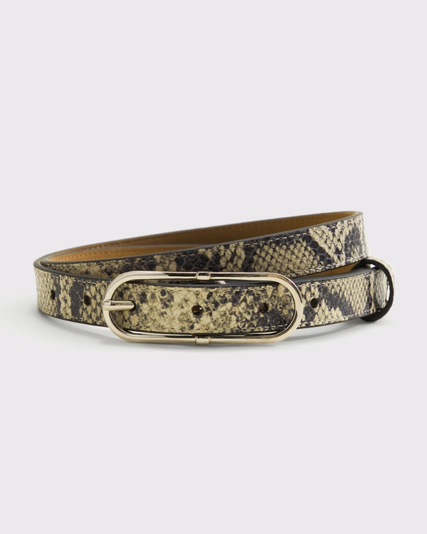Snake-Effect Leather Belt