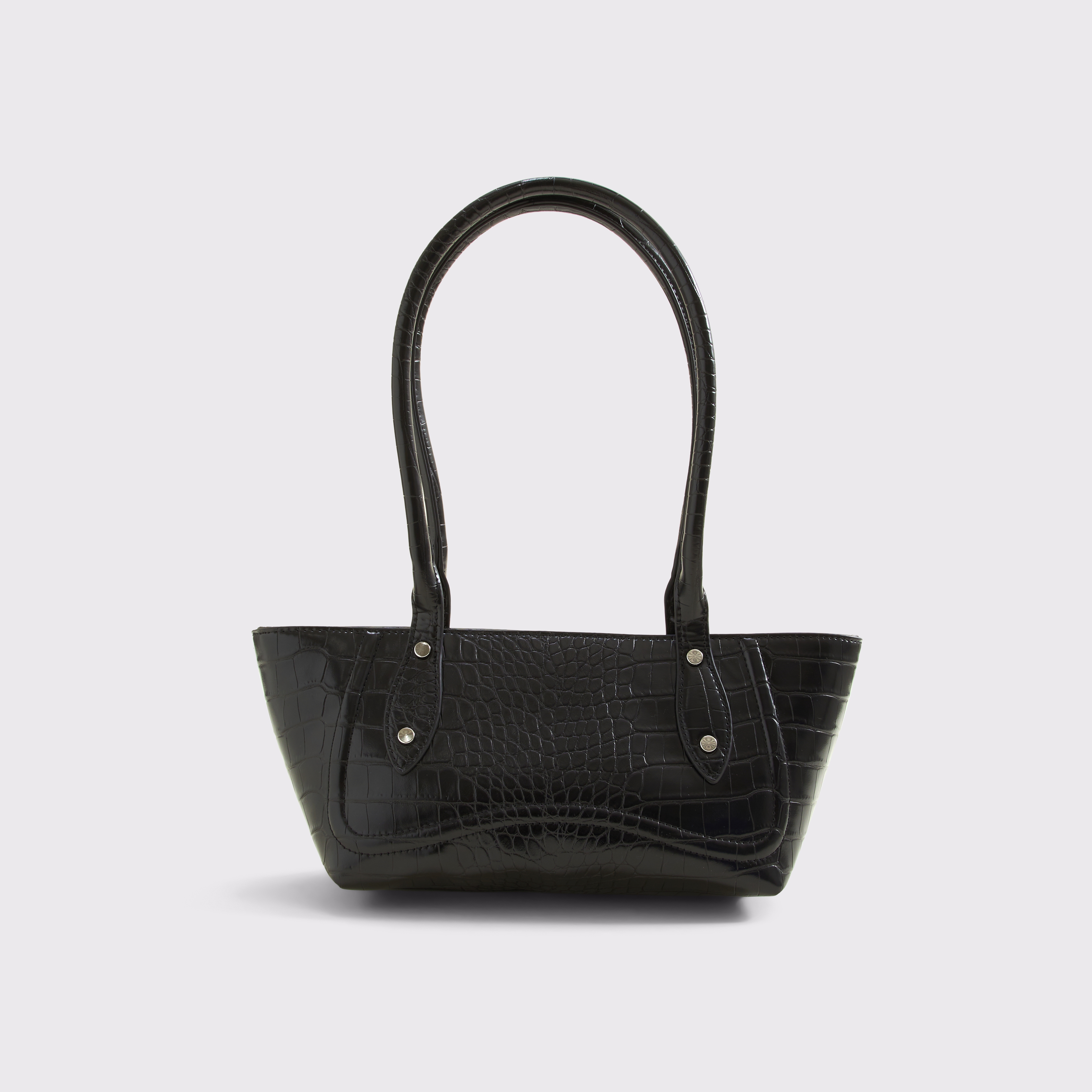 Женская сумка Abercrombie & Fitch Croc-Effect Vegan Leather Shoulder, цвет: Чёрный — фото 1