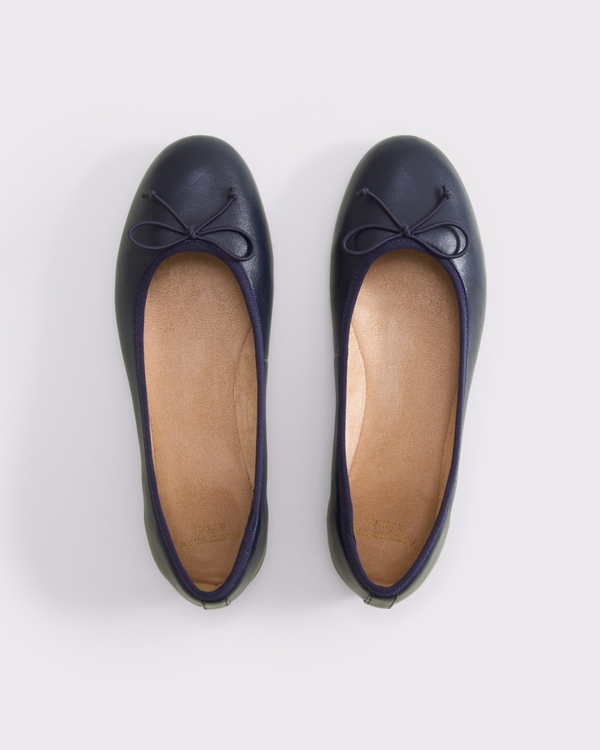 Leather Ballet Flat, Navy view 2