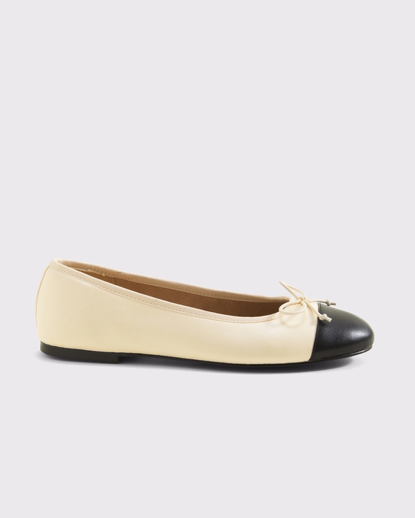 Leather Ballet Flat, Cream view 1