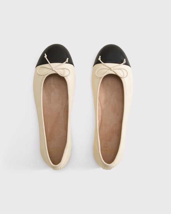 Leather Ballet Flat, Cream view 2