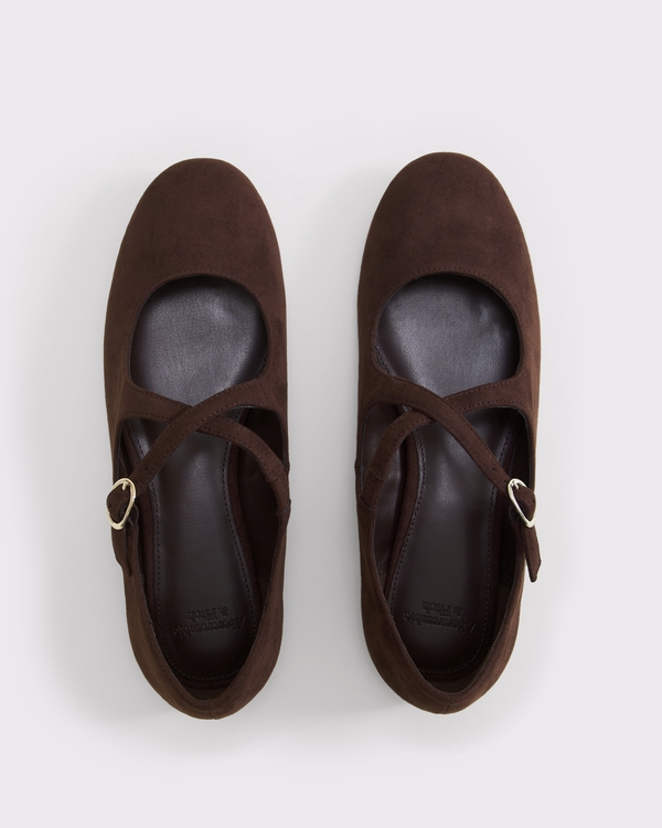 Criss-Cross Vegan Leather Suede Ballet Flat, Brown view 2