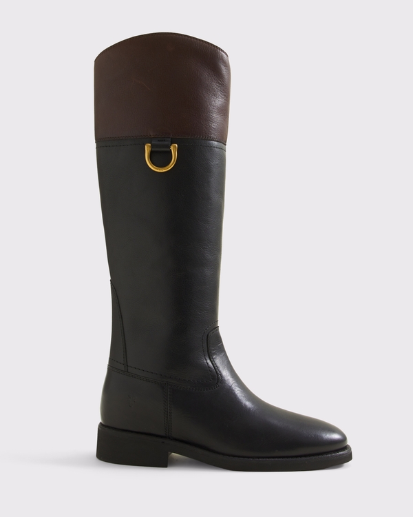 Frye Quinn Leather Riding Boot, Black & Brown view 1
