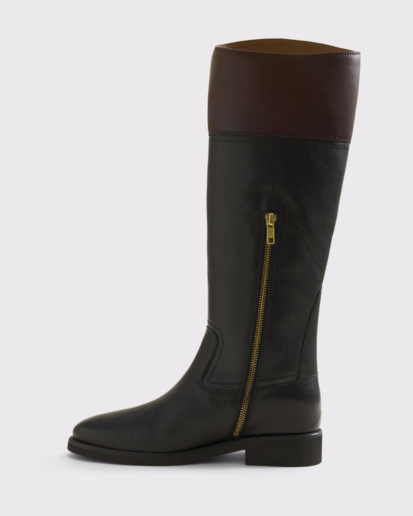 Frye Quinn Leather Riding Boot, Black & Brown view 2