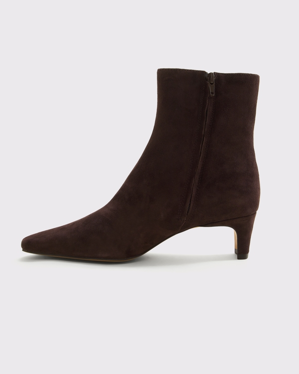 Mini Heel Suede Ankle Boot, Brown view 2