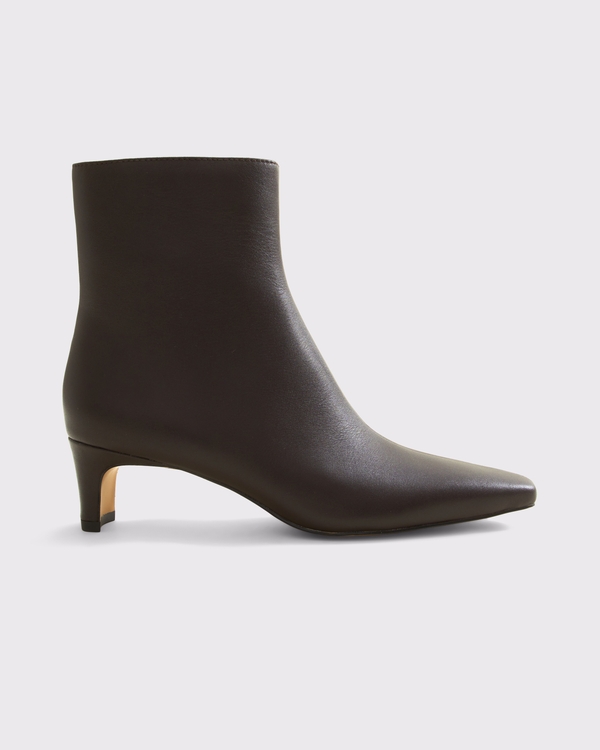 Mini Heel Leather  Ankle Boot, Brown view 1