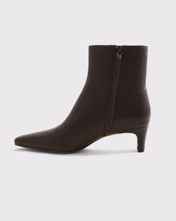 Mini Heel Leather  Ankle Boot, Brown view 2