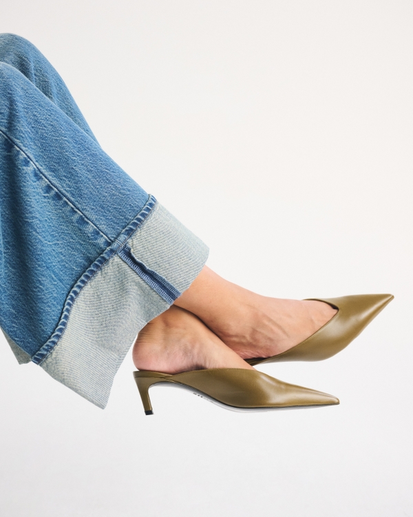 Schutz Loren Mid-Heel Mule, Green view 2