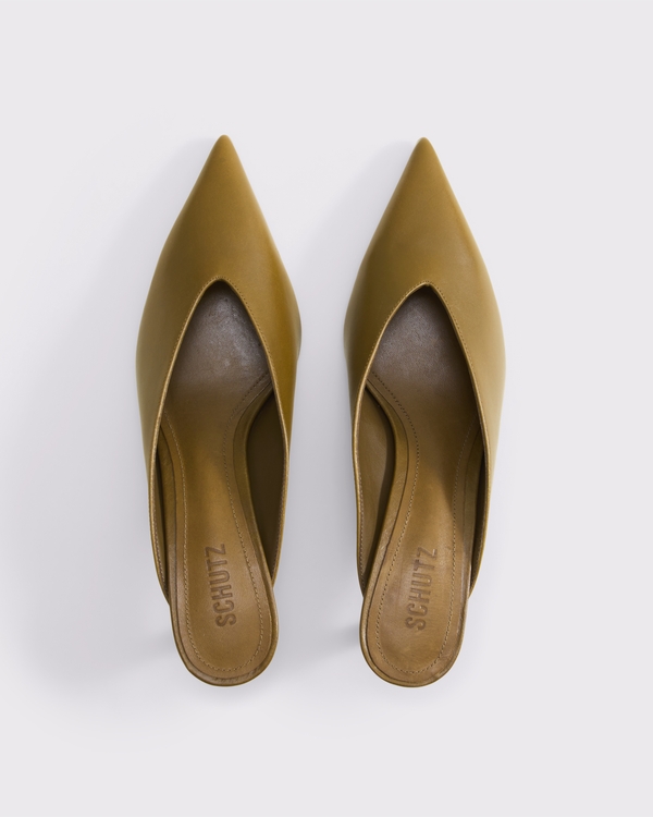 Schutz Loren Mid-Heel Mule, Green view 2