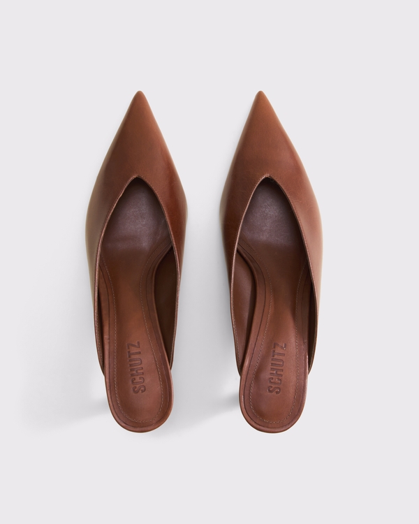 Schutz Loren Mid-Heel Mule, Brown view 2