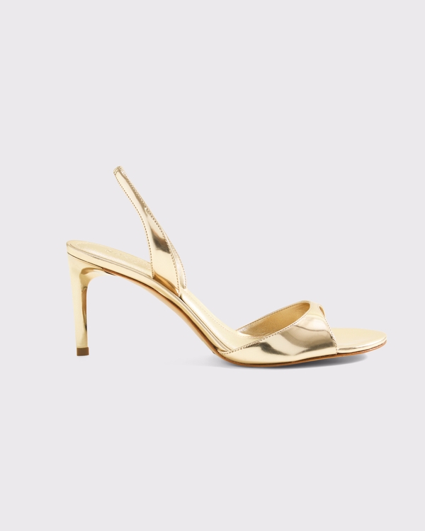 Schutz Scarlett Mid-Heel Slingback Sandal, Gold view 1