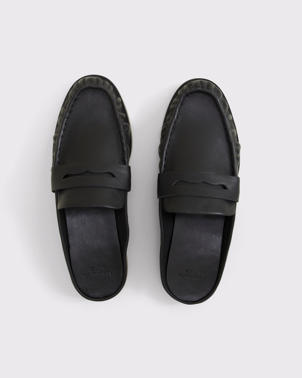 Leather Mule Loafer, Black view 2