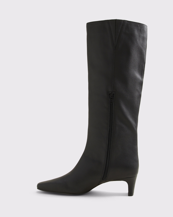 Leather Knee Boot, Black view 2