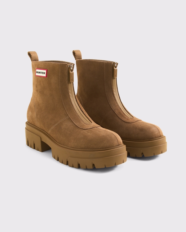Hunter Women's Original Gemma Suede Ankle Boot, Light Brown view 1