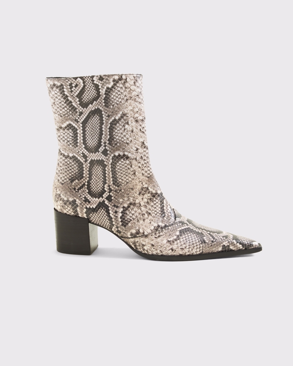 Schutz Raffaela Mid Snake-Effect Leather Boot, Snake Print view 1