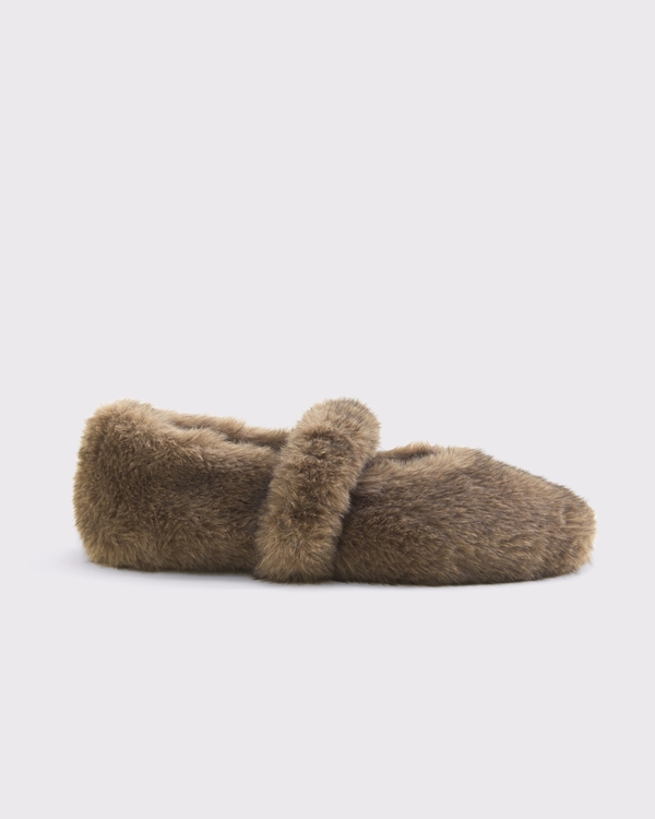 Faux Fur Mary Jane Slipper, Gray view 2