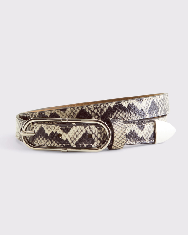 Snake Oval Buckle Belt, Black And White Snake view 1