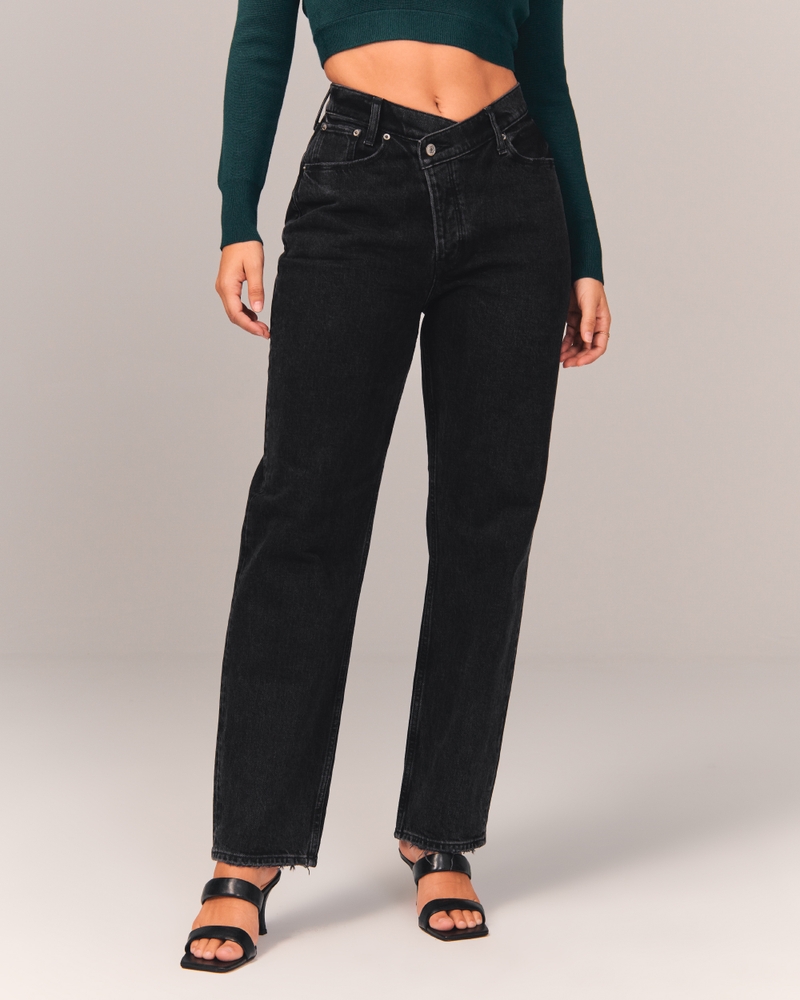 Abercrombie & Fitch Curve Love The Dad High Rise Jeans Black Size 29