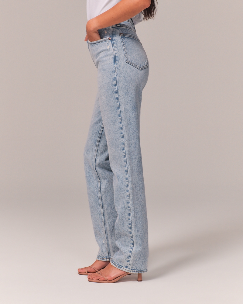Women's Ultra High-Rise Medium Dark Wash Baggy Jeans, Women's Bottoms
