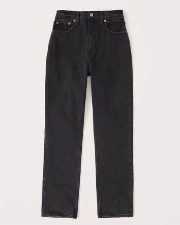 high rise straight jeans black