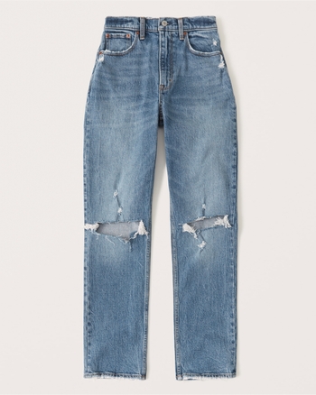 90s ultra high rise acid wash straight jeans