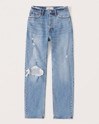 Women's Ultra High-Rise Ripped Light Wash Dad Jeans, Women's Hollister  Women's