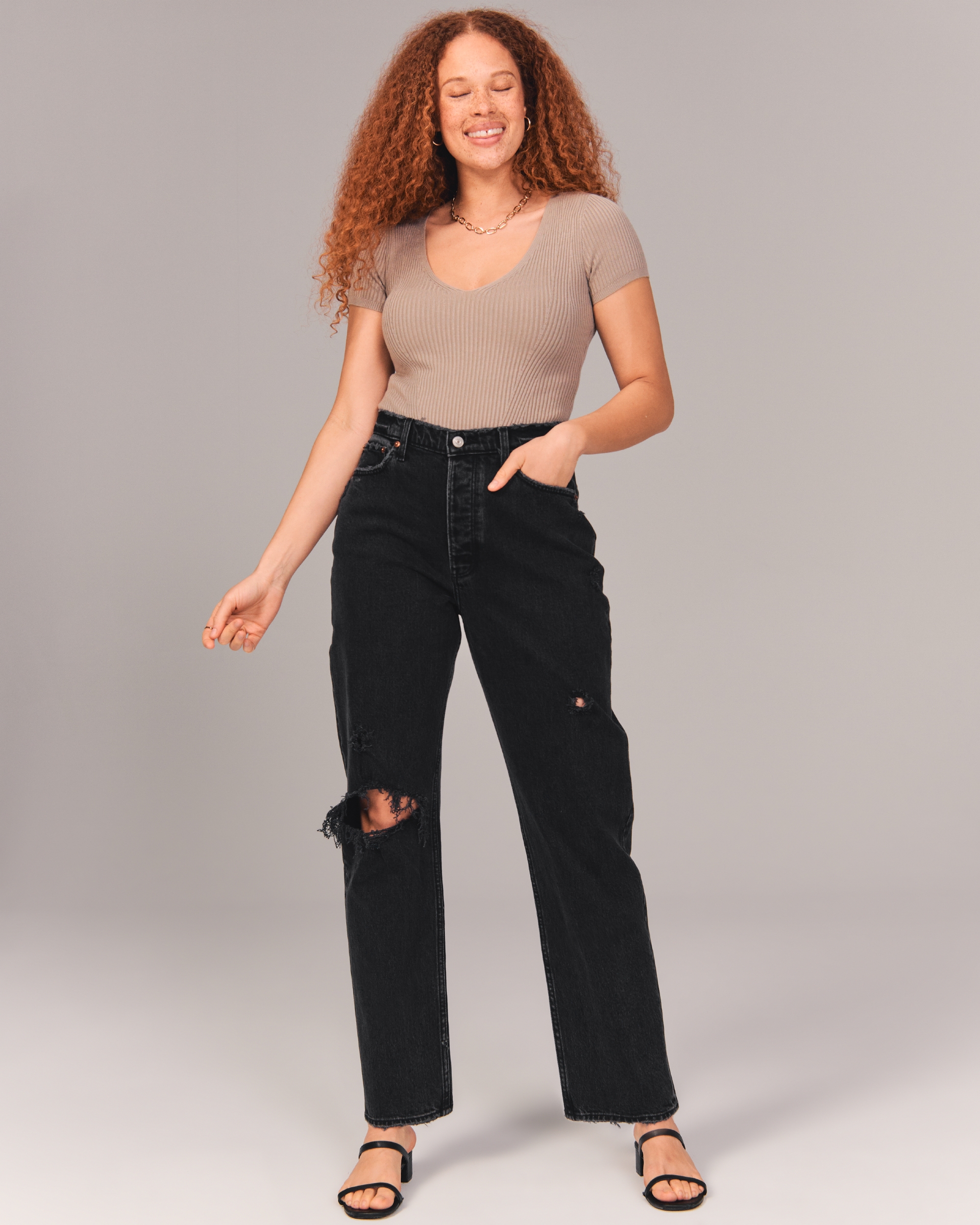 Abercrombie high best sale rise mom jeans