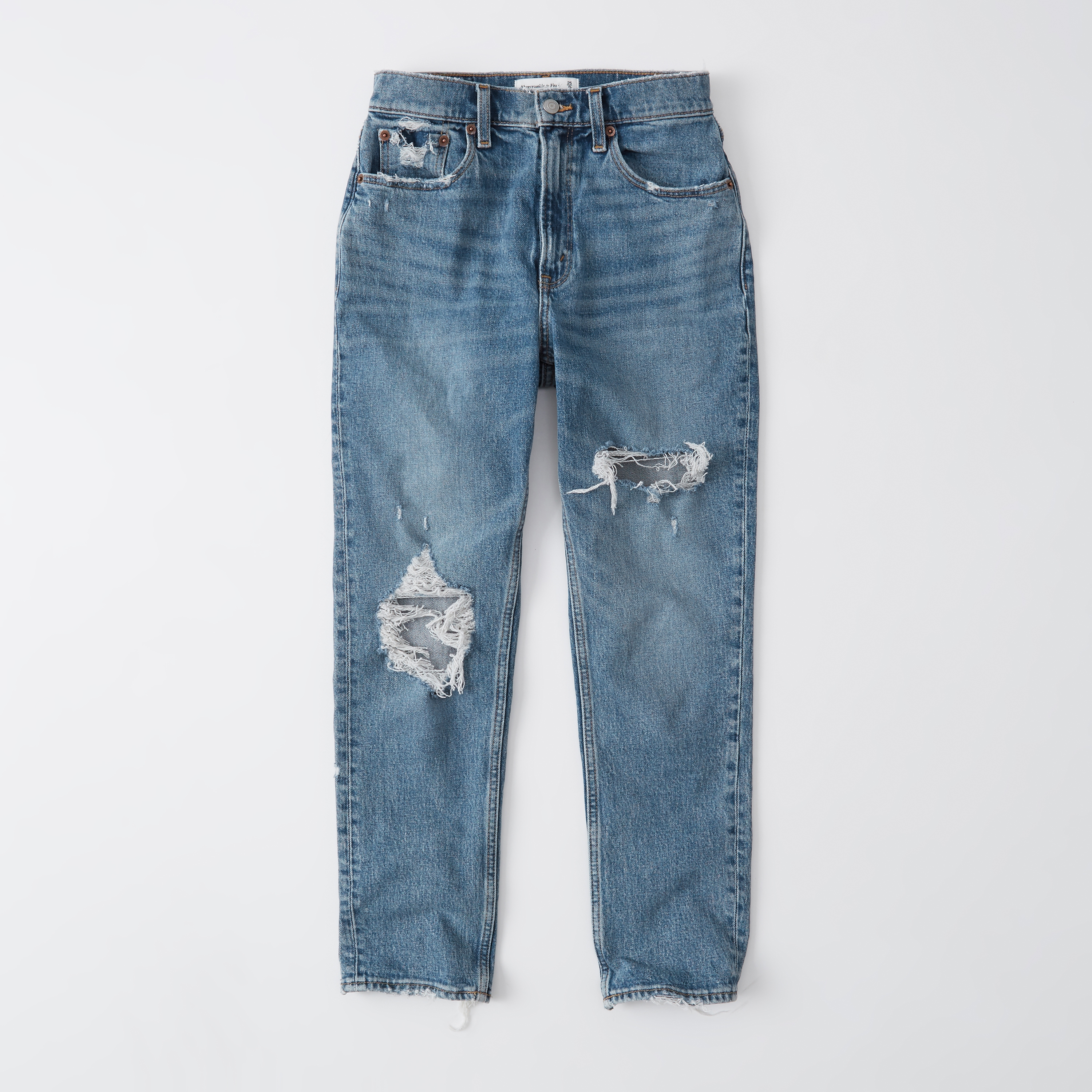 Women's Ripped High Rise Mom Jeans 