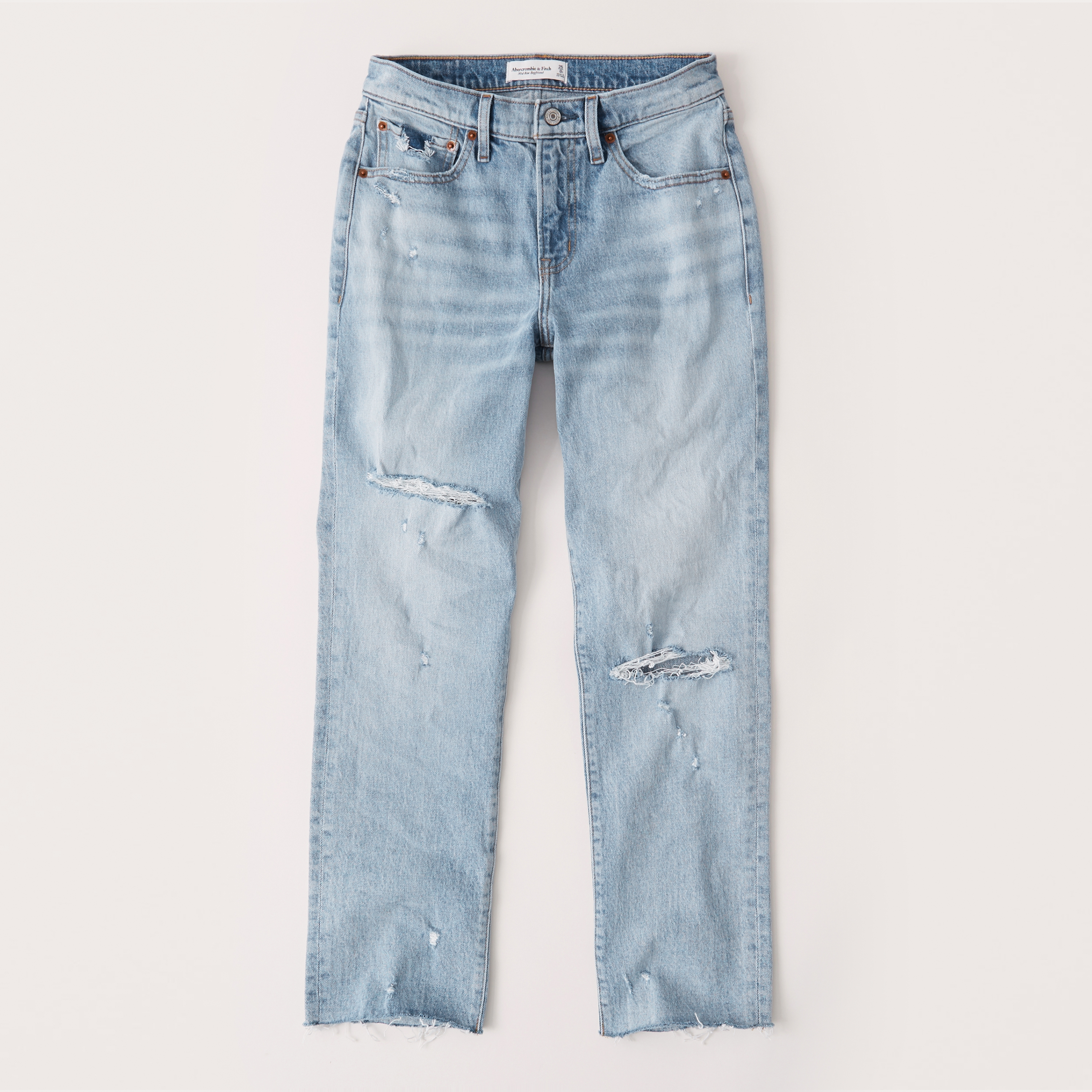 Women's Ripped Mid Rise Boyfriend Jeans 