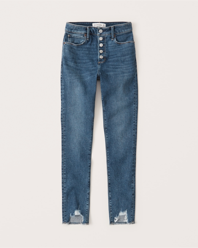 ripped high rise super skinny ankle jeans