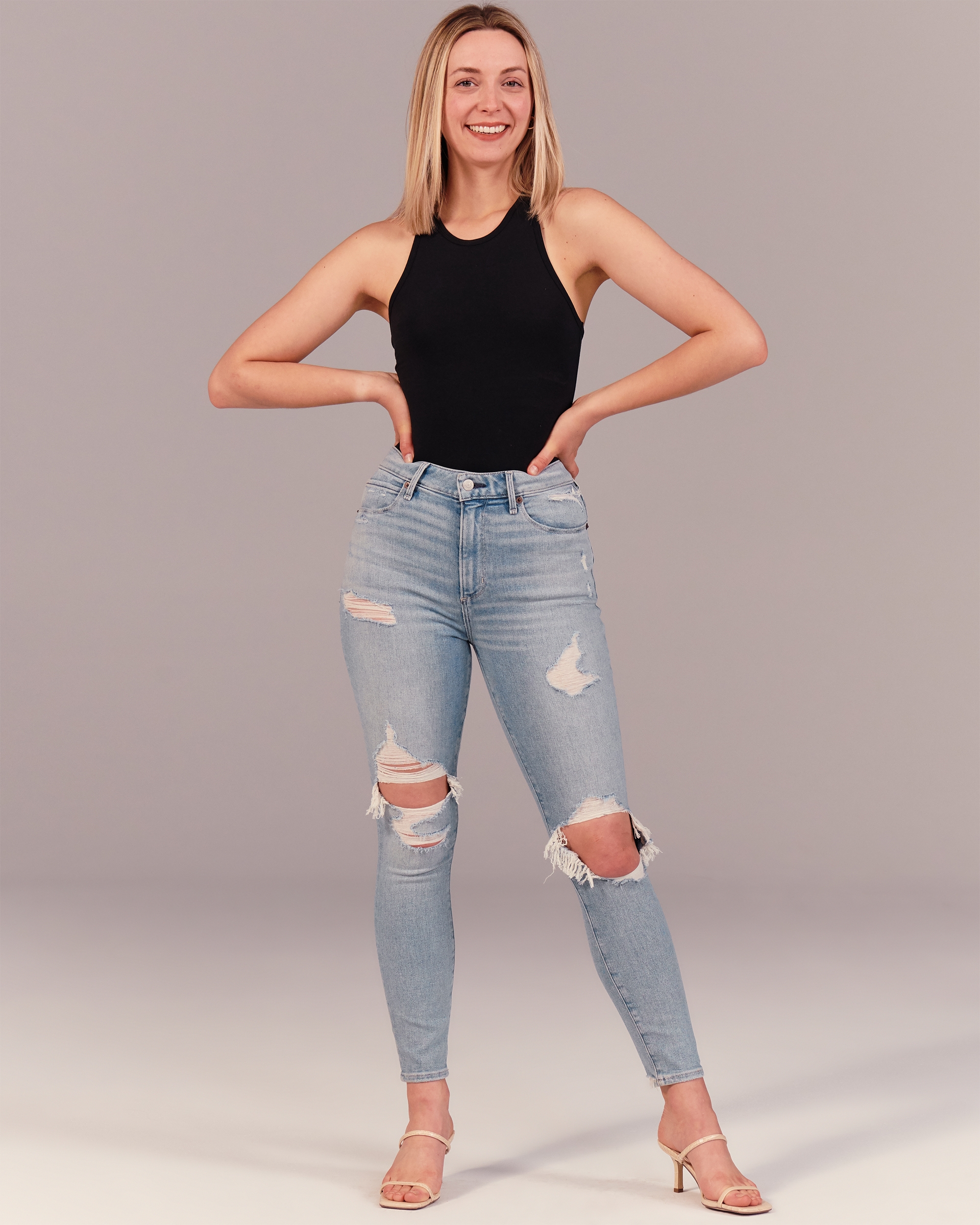 high rise super skinny ankle jeans a&f