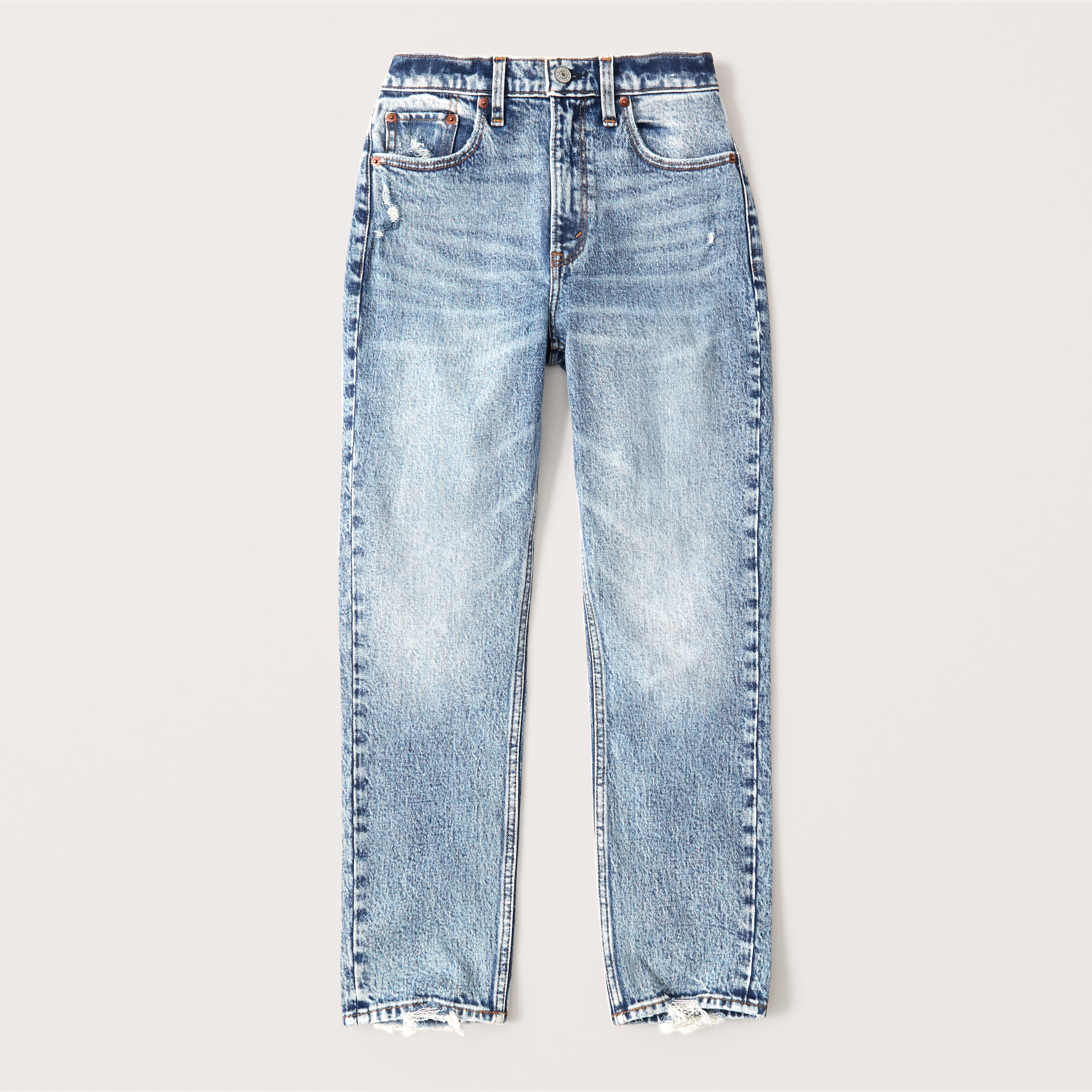 Women's High Rise Acid Wash Mom Jeans 