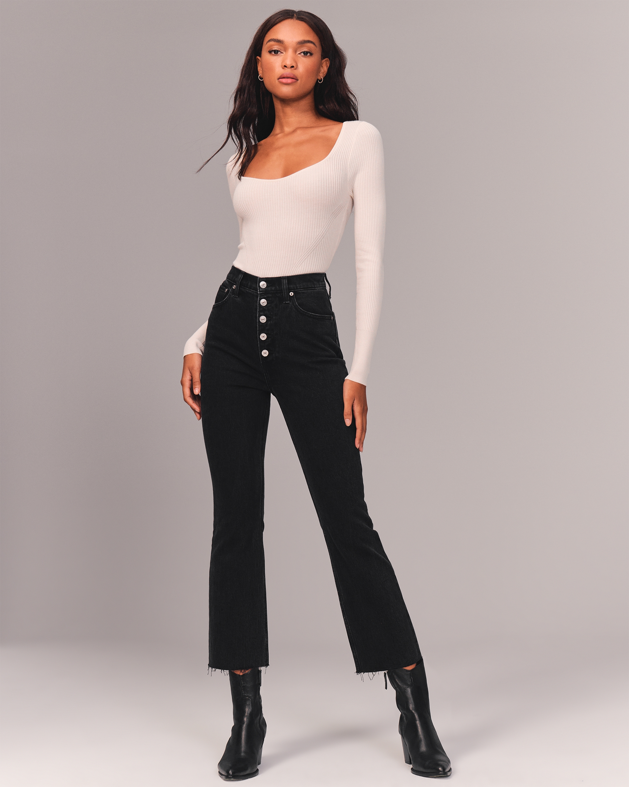 ultra high rise black jeans