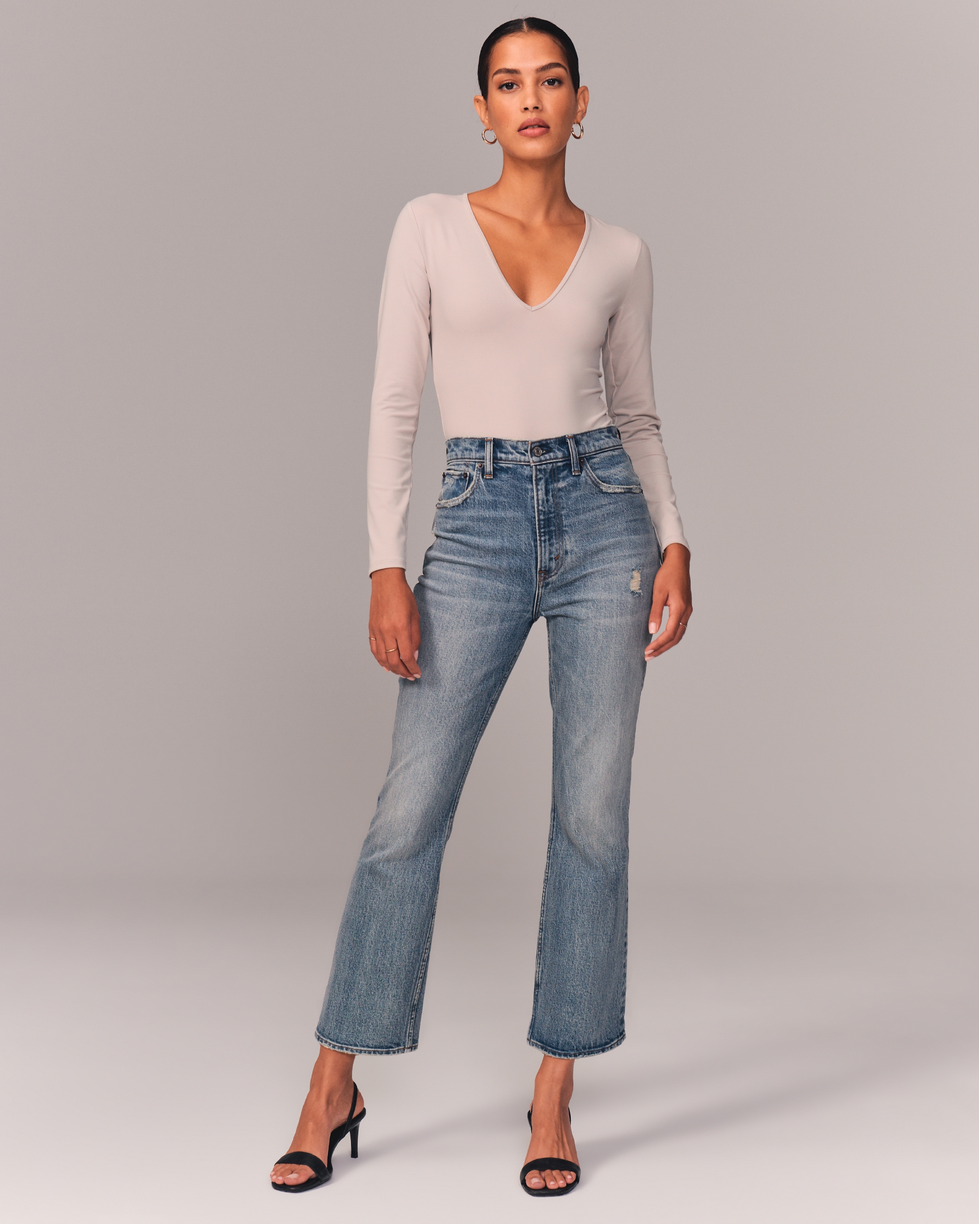 high rise kick flare jeans