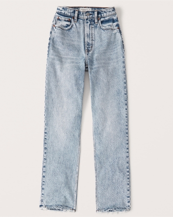 90s ultra high rise acid wash straight jeans